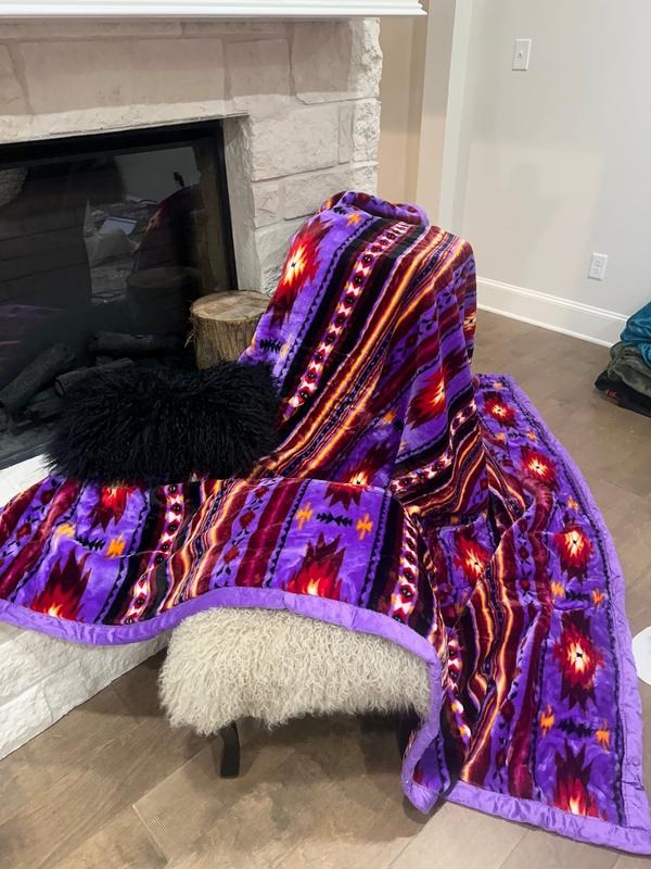 Purple Aztec Oversized Blanket 82"x90" - Soft and Cozy
