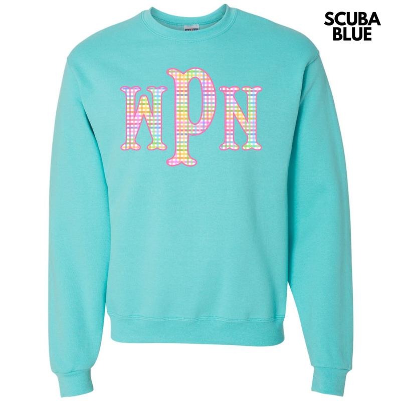 Rainbow Plaid Monogram Sweatshirt 'NLB'