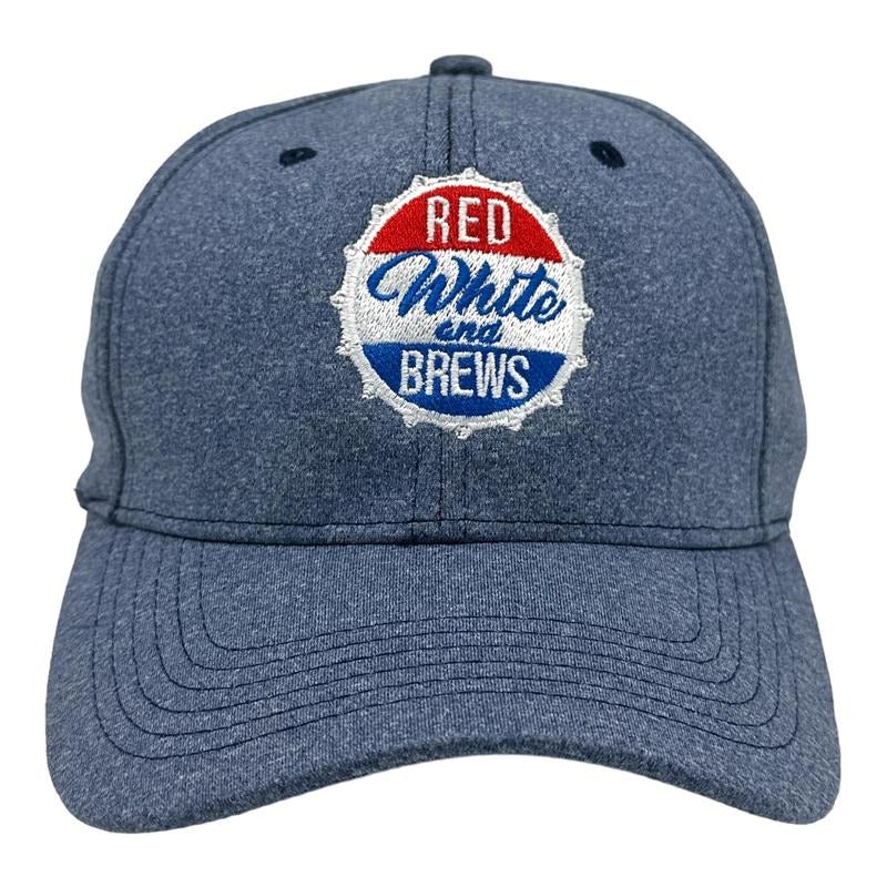 Red White and Brews Hat Funny Vintage USA Beer Novelty Cap Funny Hats Patriotic Funny Beer Novelty Caps for Men Navy - Standard