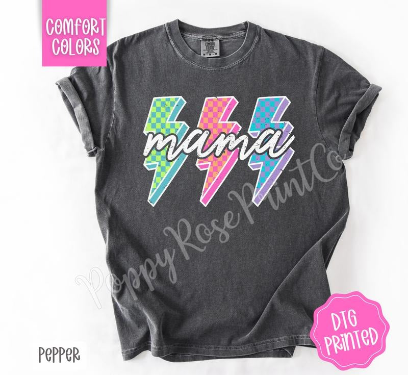 Retro Mama Shirt Comfort Colors, Women's Graphic Tee 100% US Cotton Oversized Streetwear Top