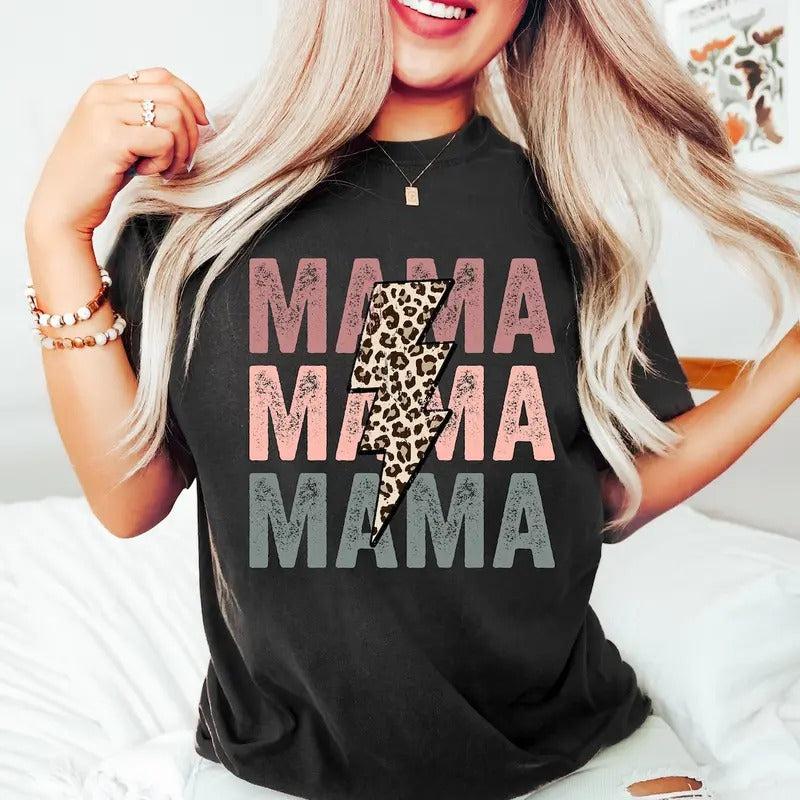 Retro Mama Shirt, Leopard Mama Shirt, Mom Life Shirt,Girl Mama Shirt, Motherhood Shirt, Cute Mom Shirt,Mothers Day Gift,Mama T-shirt