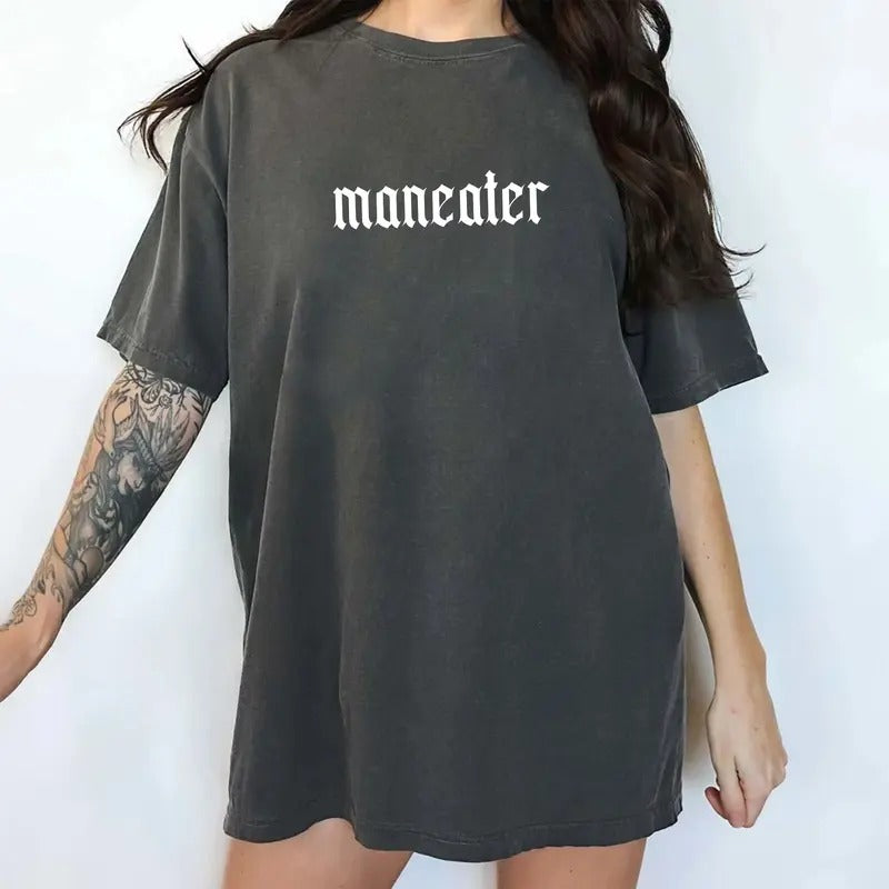 Retro Maneater Comfort Colors Shirt, Girl Power Unisex Graphic Tee, Feminism Apparel Gift Shirt, Women's Empowerment Clothing