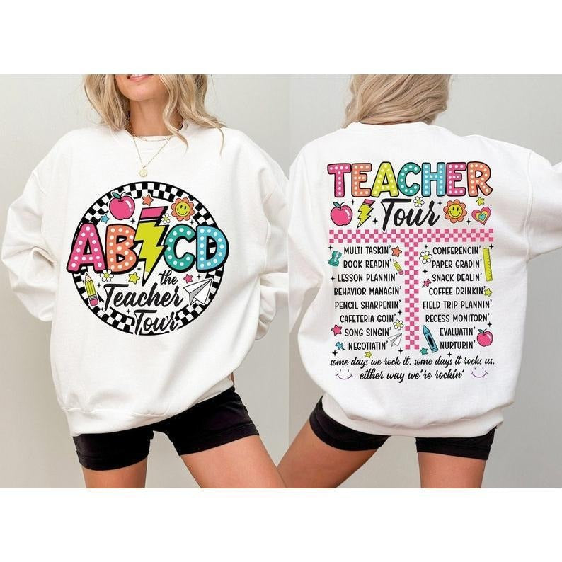 Retro Teacher Tour Shirt gift for Teacher shirt, ABCD Teacher Tour Shirt, End of Year Shirt, Teacher Gift, Back To School T-shirt, sweater and Hoodie