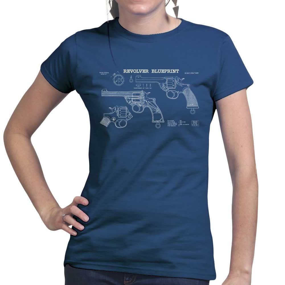 Vintage Revolver Blueprints Ladies T-shirt Style001