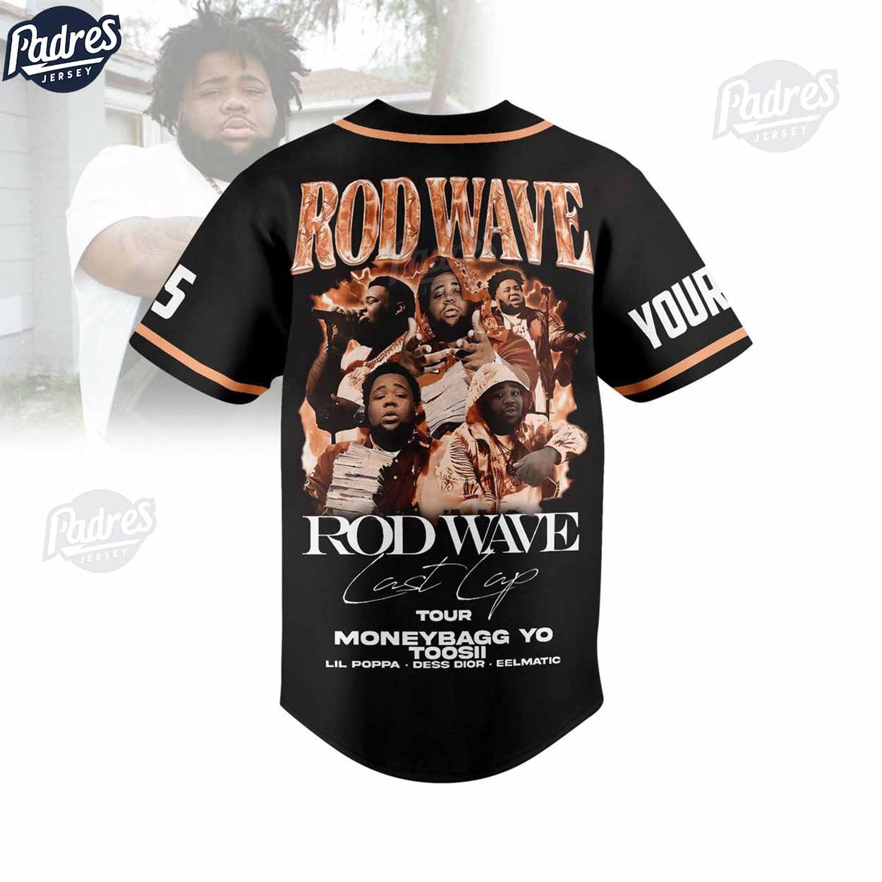 Rod Wave - Last Lap Tour Baseball Jersey Outfit - Custom Name - Padres Jersey Oasis: Elevate Your Baseball Style Game