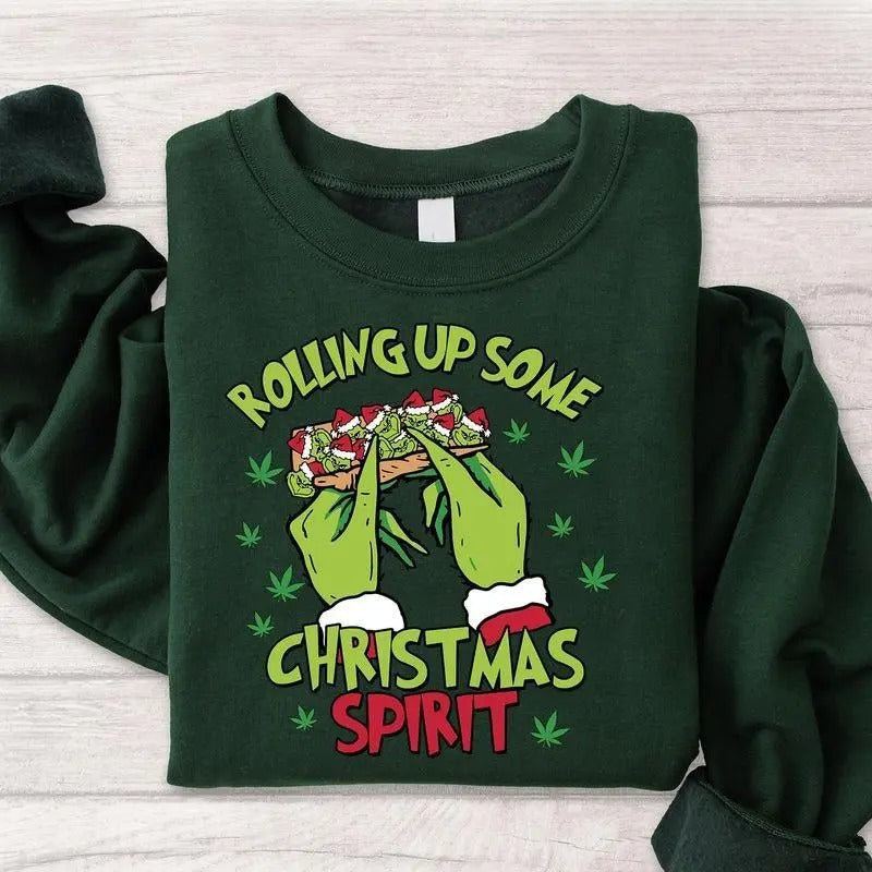 Rolling Up Some Christmas Spirit Christmas Season Sweatshirt, Christmas Shirt, Unisex Classic Cotton T-shirt Sweatshirt Hoodie, For Men, For Women