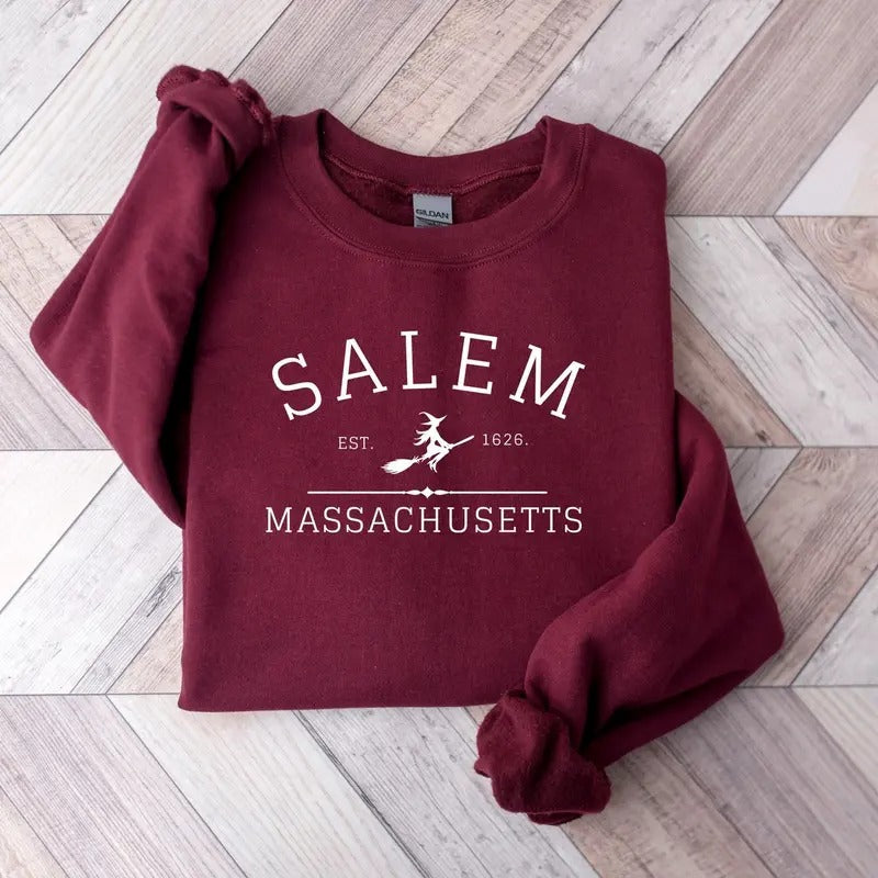 Salem Massachusetts, Crewneck Halloween Sweatshirt on Sand Color Gildan, Hocus Pocus sweatshirt, Comfort colors. Halloween sweatshirt