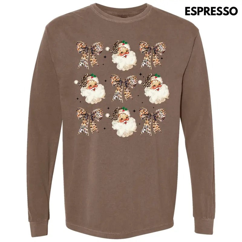 Santa Leopard Coquette Collage Long Sleeve Comfort Colors T-Shirt 'NLB'