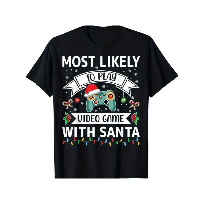 Santa's Gamer Buddy" T-Shirt - Soft Cotton, Casual Fit for Men & Women, Perfect for Christmas, Thanksgiving, New Year & Birthday Gifts Made in USA