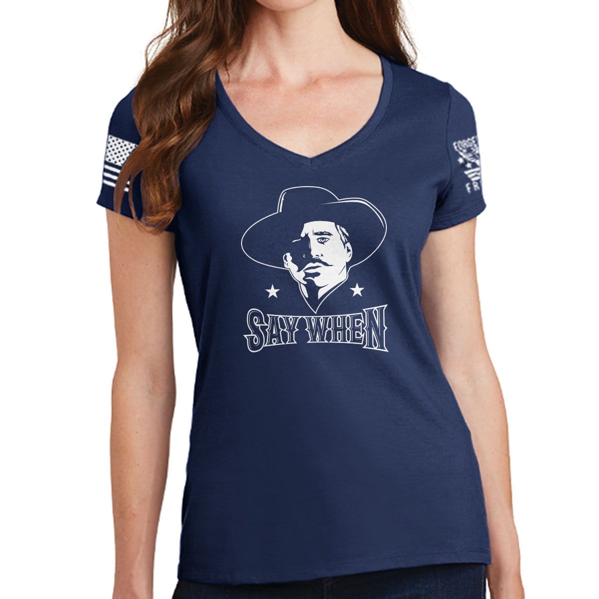 Ladies V-neck Say When T-shirt Style001