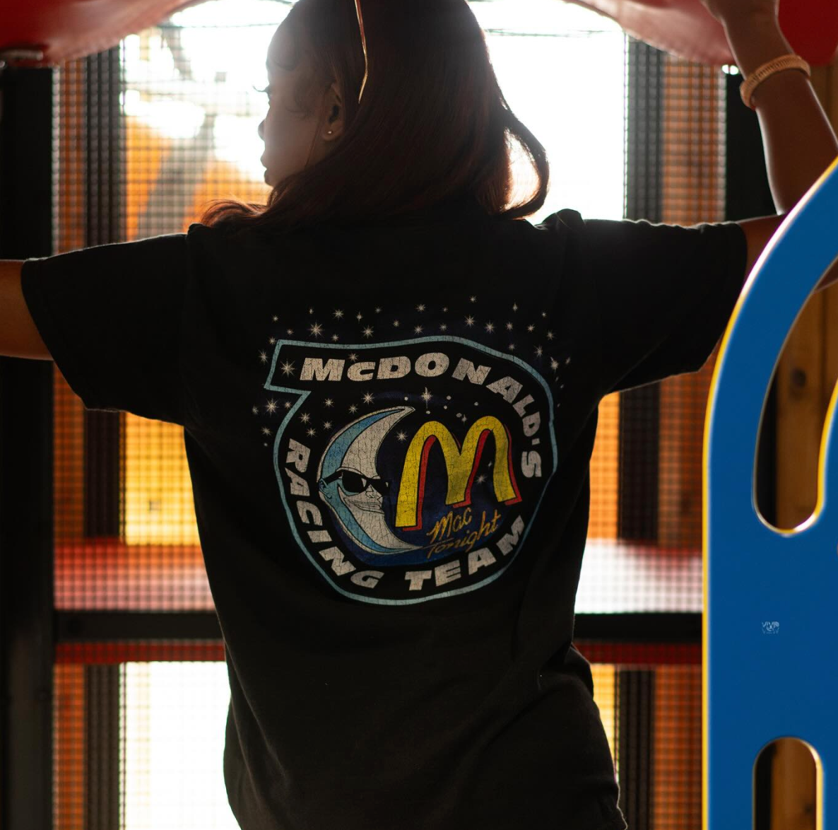 MCD0NALD'S RACING THRU THE STARS - 80'S-90'S RARE BLACK VINTAGE WASHED T-SHIRT