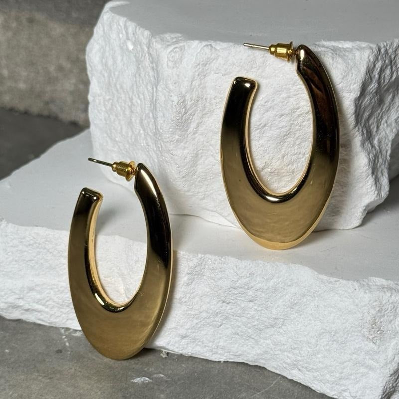 Sculpt Oval Hoops - Ultra-Thin Lightweight Metal Earrings