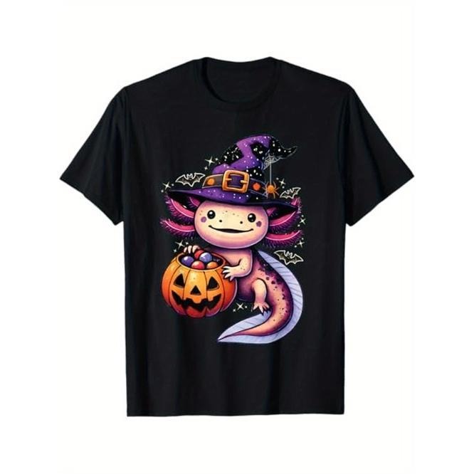 Sea Animal lovers Axolotl Witch Hat celebrating Halloween T-Shirt, Gift for Men Women Dad Mom Friends Made in USA