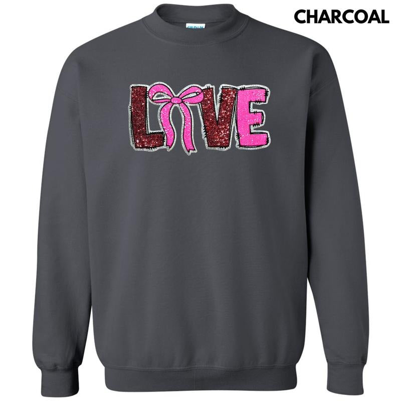 Sequin Love Bow Patch Sweatshirt