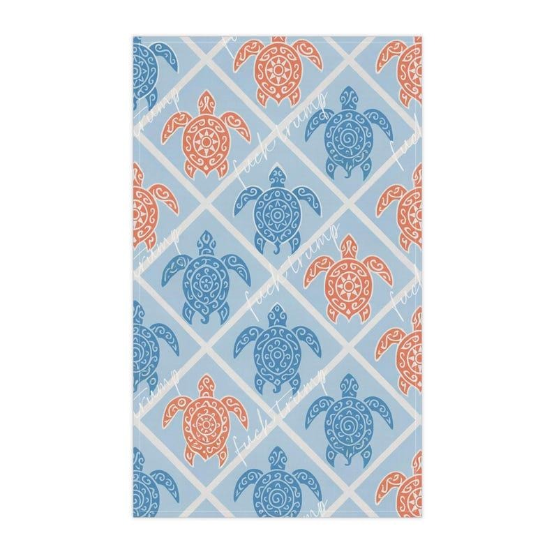 Slightly Subtle Coastal Shell Hand Towel, Nautical Kitchen Towel, Gulf of Mexico Towel, Ocean Inspired Gift, Resist Towel, Anti Trumpstyle{n002}2