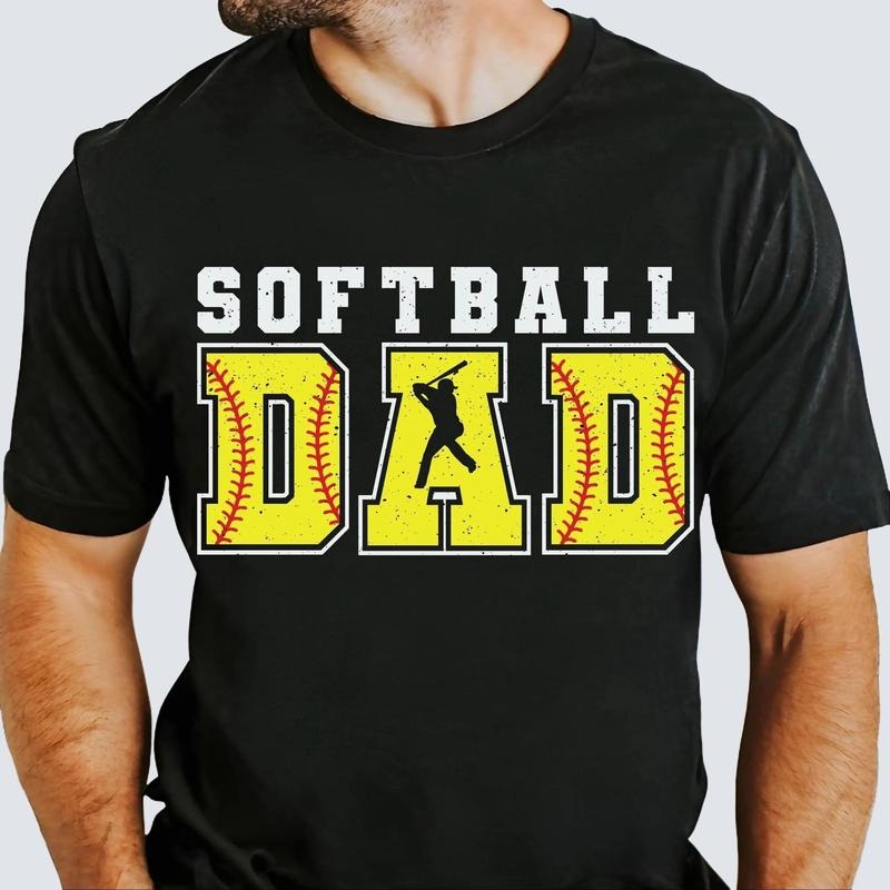 Softball Dad Shirt for Men Sports Dad Game Day Father's Day Gift Unisex Premium 100% Cotton
