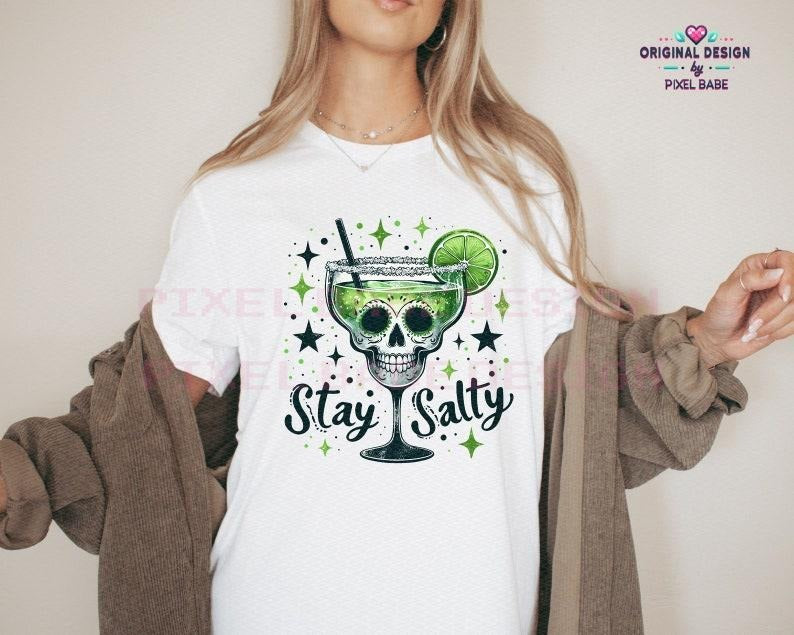 Stay Salty Skull Margaritas Glass T Shirt - Skeleton Shirt - Alcohol Hoodie - Cinco De Mayo Shirt - Adult Humor T Shirt style 03