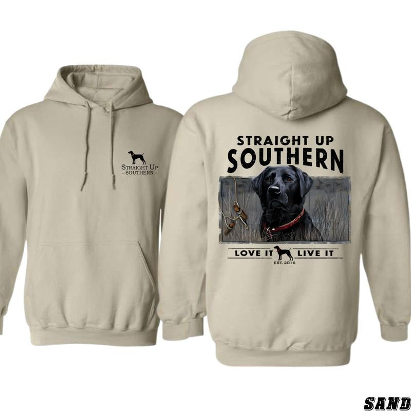 Straight Up Southern Hoodie - Charming Labrador Design, country boy clothing, hoodi,es for country girls Perfect for Dog Lovers, Ideal for Casual Wear, Comfortable and Stylish, Hoodie For Men, Hoodie For Women Menswear Sweaters