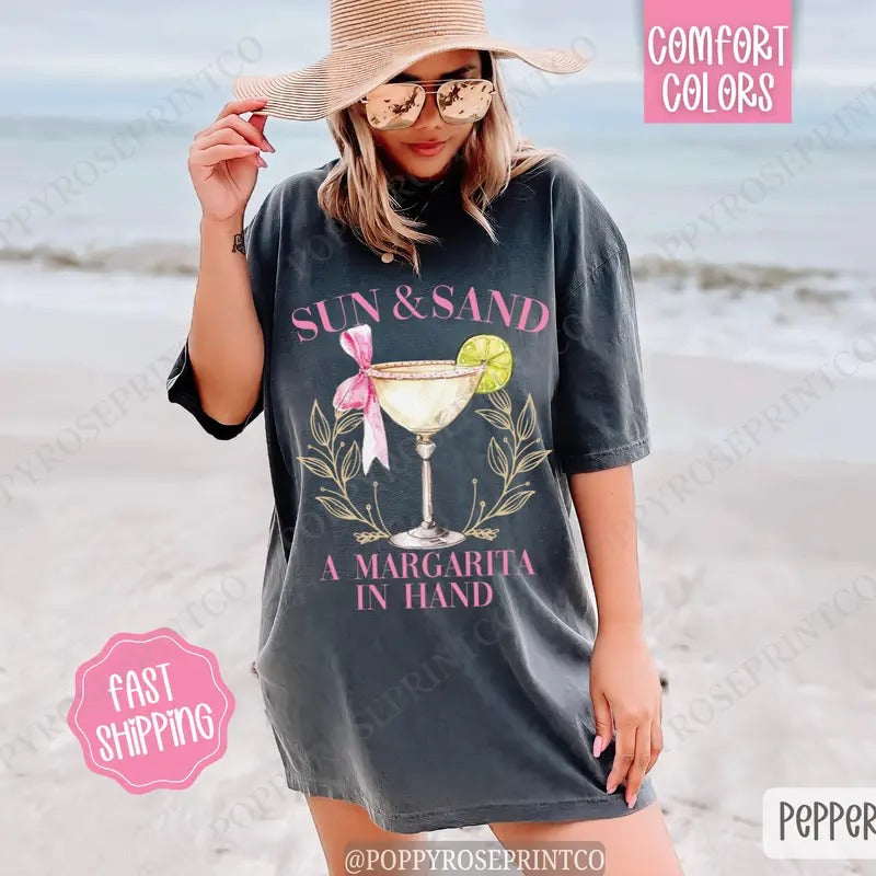 Sun and Sand Margarita Comfort Colors Shirt, Cute Cocktail Tshirt, Trendy Margarita Tee
