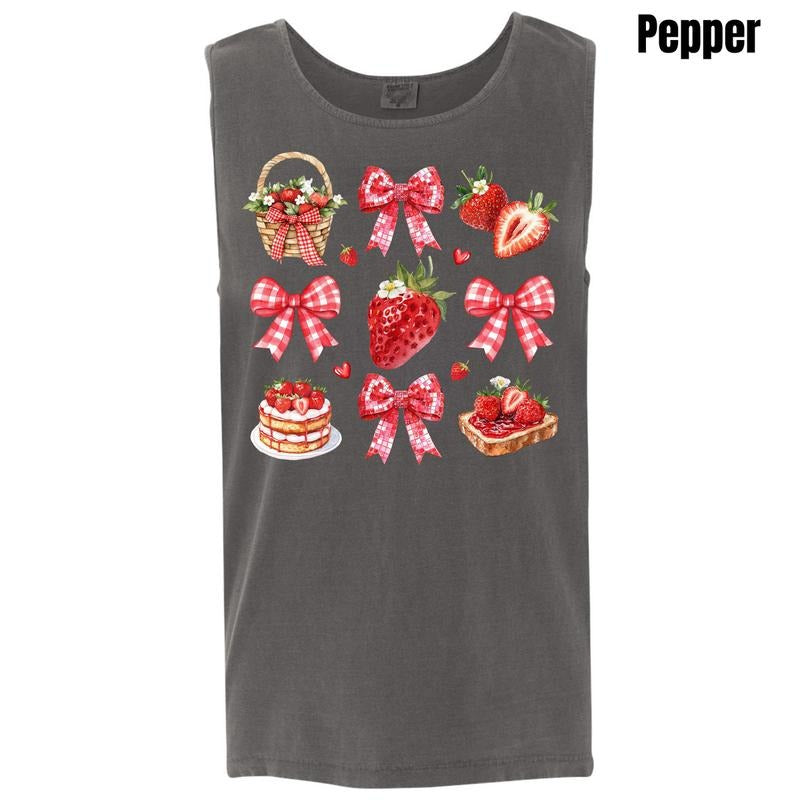 Tank Top - Red Berry Bow Collage Comfort Colors Tank Top 'NLB'