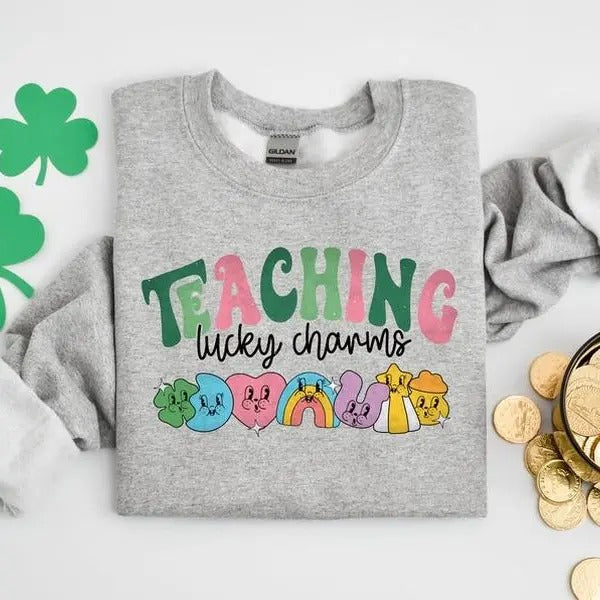 Teacher Sweatshirt Teaching Lucky Charms Sweatshirt, Lucky Teacher Sweatshirt, Saint Patrick's Day Trt
