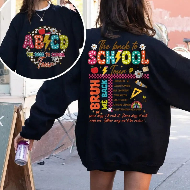 Teacher Tour 2024 Retro Back to School Shirt for Teachers, ABCD Teacher Shirts, First Day Of School Teacher T-Shirt,Teacher Gift,Teacher Team Shirt,Tour Shirt