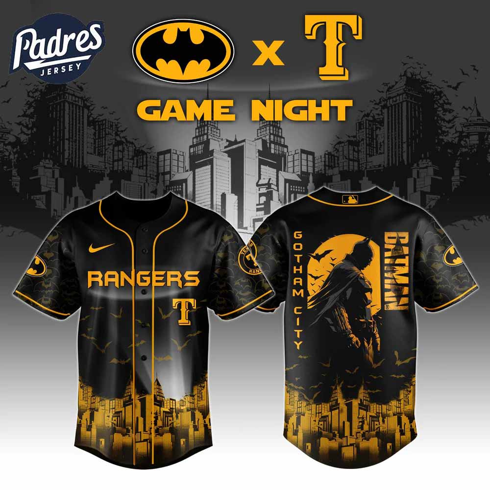 Texas Rangers x DC Batman Game Night Baseball Jersey 2025 - Padres Jersey Oasis: Elevate Your Baseball Style Game