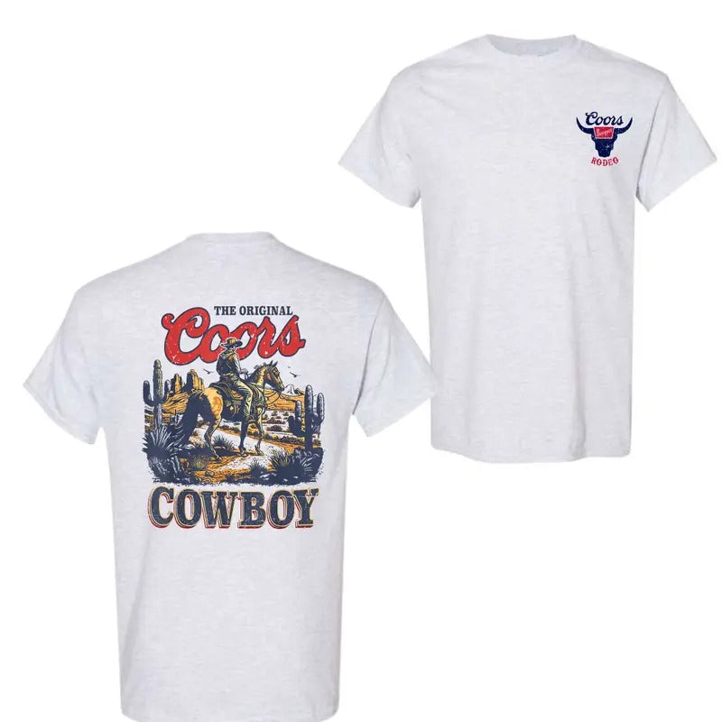 The Original Coors Cowboy Western Country Cowhide Riding 2 Sided T-Shirt, For Men And Women, Trendy Shirt