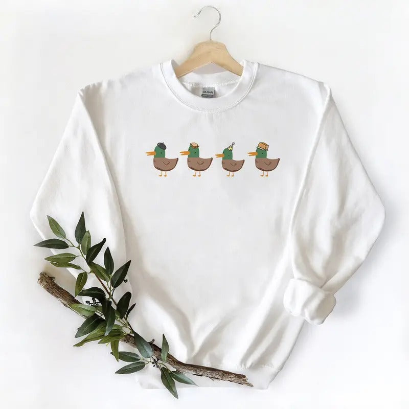 The ducklings are walking Vintage Mallard Duck Wild Unisex Tshirt Sweatshirt Hoodie Funny Graphic Cotton