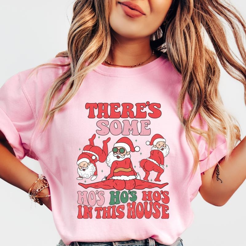There's Some Ho Ho Ho's in this House Christmas Shirt~ Unisex Apparel Relaxed Fit Printed In The USA Clothing Womenswear Casual Comfort Cotton Top Athletic Boho Chic