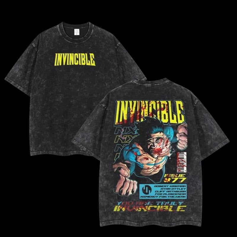 Top Invincible War Omni Man Wash Shirt, Comics Mineral T-Shirt, TV Show Comics Washed Shirt, Cozy Fit, Perfect for Any Season