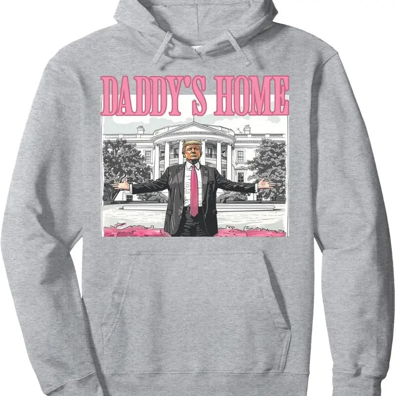 Trump Daddys Home White House 2024 Pullover Hoodie Fabric Fashion