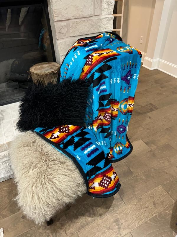 Turquoise Sherpa Throw Blanket