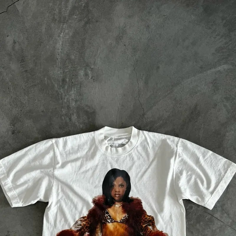 Unisex Vintage Style Lil Kim TShirt in Cream Casual Man