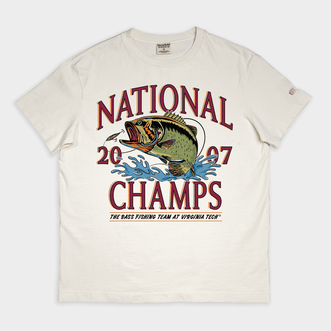 Virginia Tech 2007 Bass Fishing Vintage Heavyweight Tee Style001