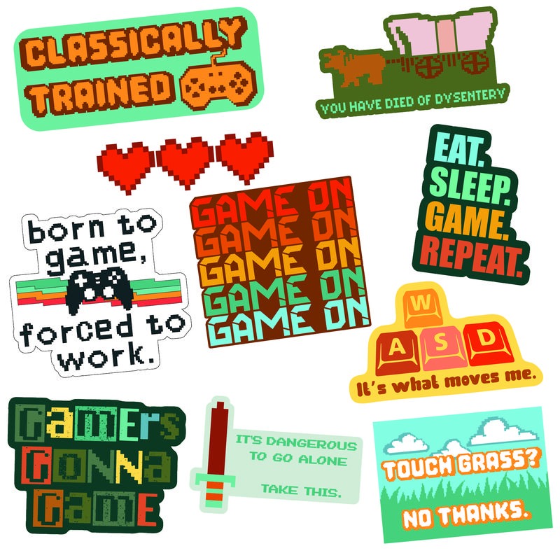 Video Game Sticker Extra Large Stickers for Adults Funny Adhesives with Memes Sarcastic Funny Gamer Multi