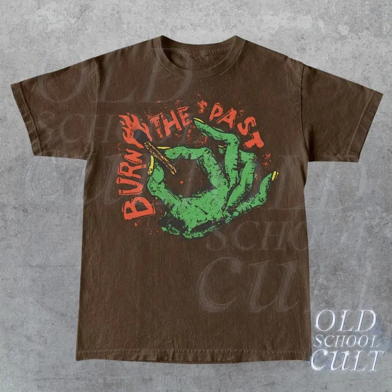 Vintage Y2k Burn Graphic Shirt, Retro 90s Past Oversize Shirt, Trendy Oversize Tee, 2000s Cute Shirt Gift, Flame Shirt, Fire Tee, Cool Gift