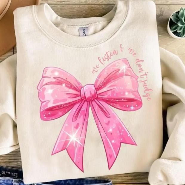 We Listen and We Don't Judge Sweatshirt - 50% Cotton & 50% Polyester, Casual Fit - Fabric, Pullover