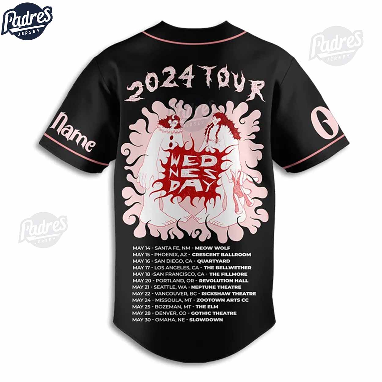 Wednesday Band 2024 Tour Baseball Jersey - Padres Jersey Oasis: Elevate Your Baseball Style Game