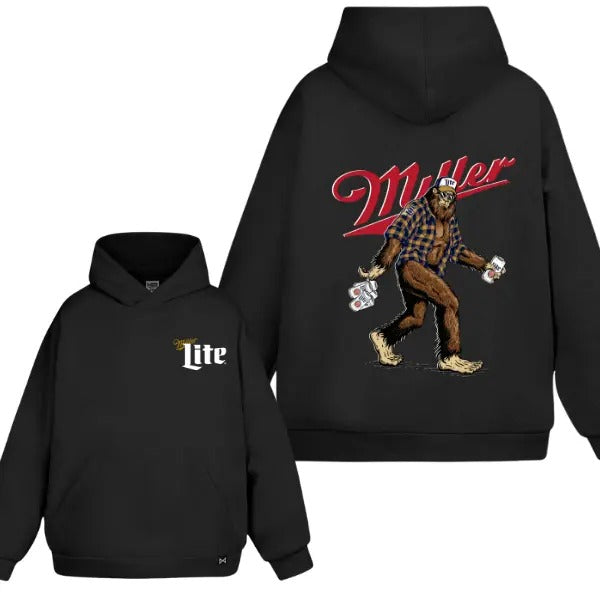Bigfoot Miller Lite 2 Sides Hoodie/Sweatshirt/T-Shirt, For Men/Women - Unisex Style, 100% Cotton, Pullover unisex hoodie
