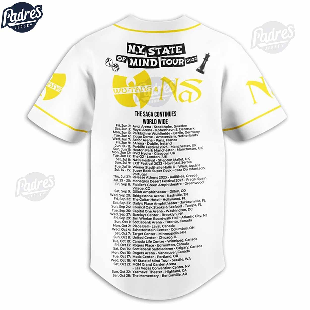 Wu-Tang Ny State Of Mind Tour 2023 Baseball Jersey - Padres Jersey Oasis: Elevate Your Baseball Style Game