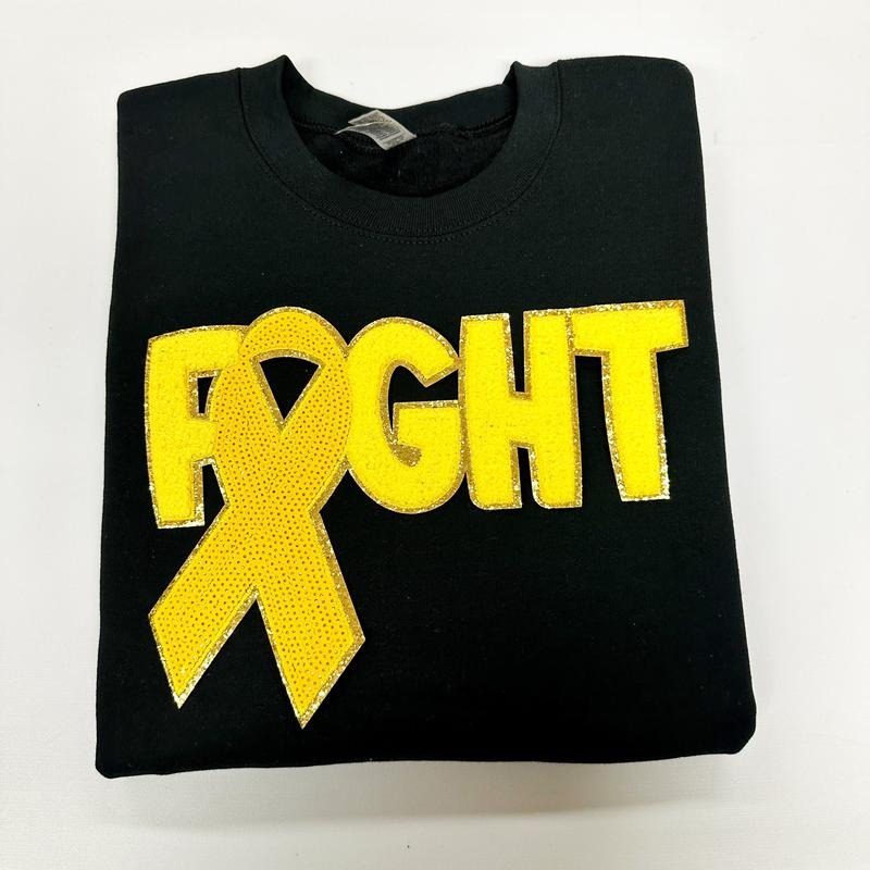 Yellow Fighting Ribbon Patch Gildan Sweatshirt