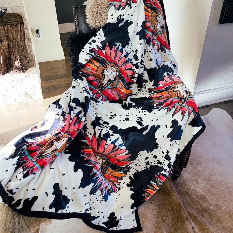 ZSerape Sunflower Cowskull Oversized Blanket