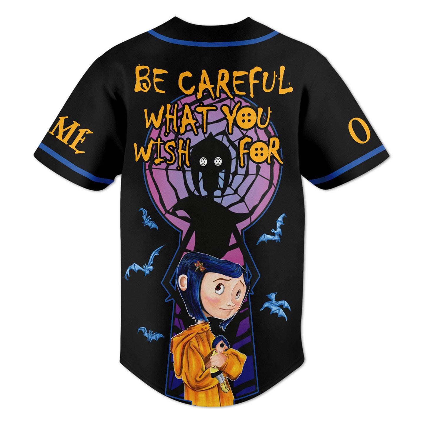 Custom Coraline Classic Be Careful What You Wish For Baseball Jersey