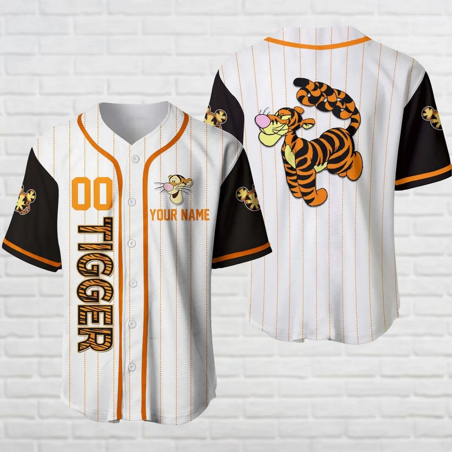 Custom Name Disney Cartoon Winnie The Pooh Tigger Baseball Jersey