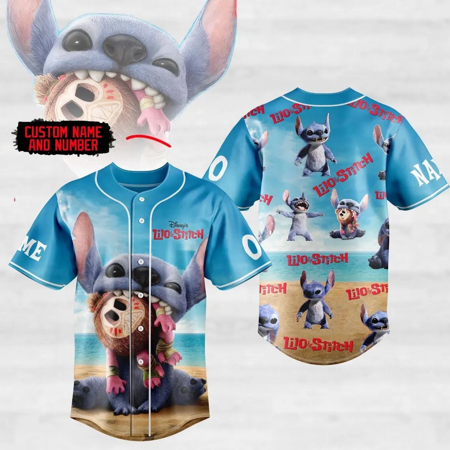 Custom Name Disney Lilo And Stitch Live Movie 2025 Baseball Jersey