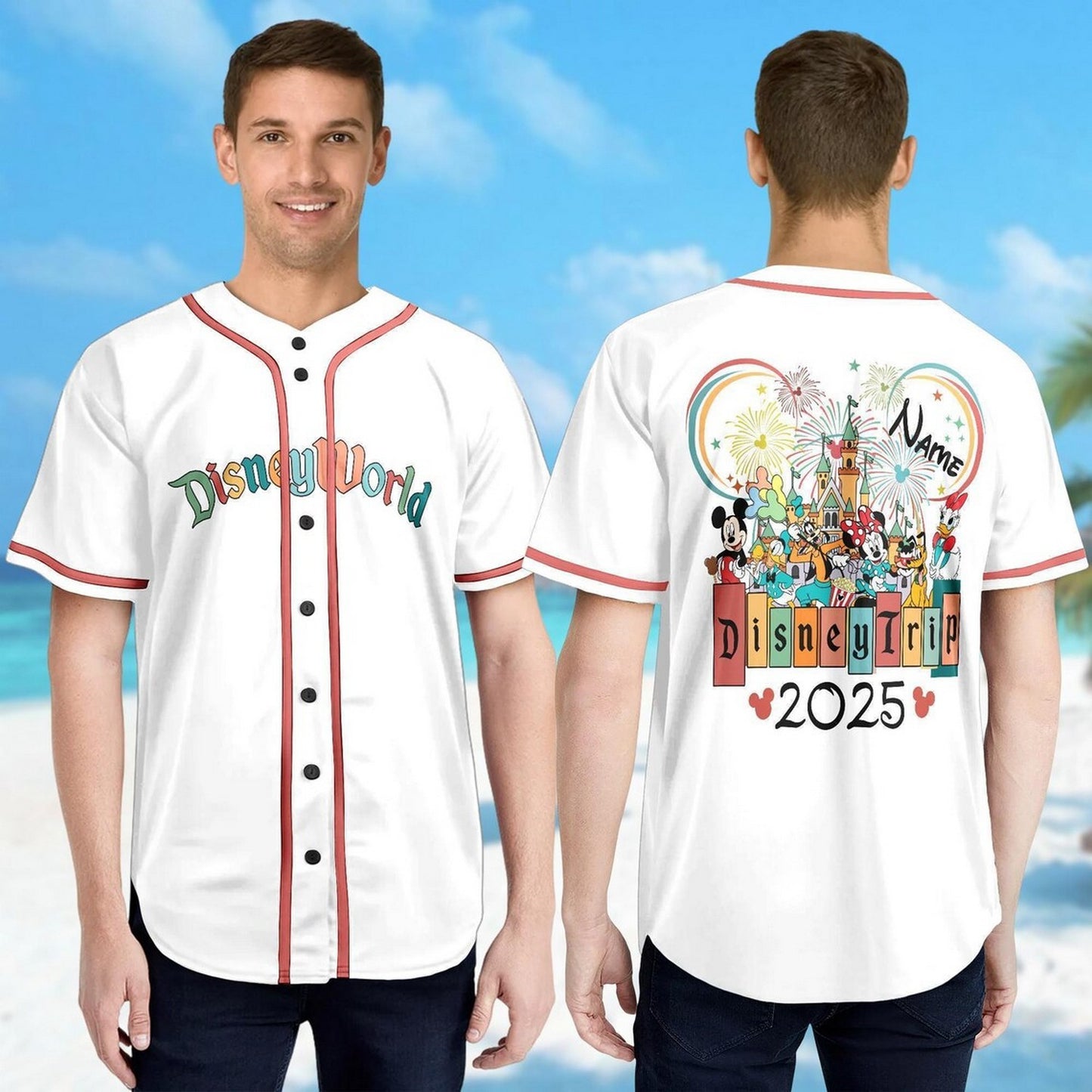 Custom Name Disney Trip 2025 Simple White Basketball Jersey