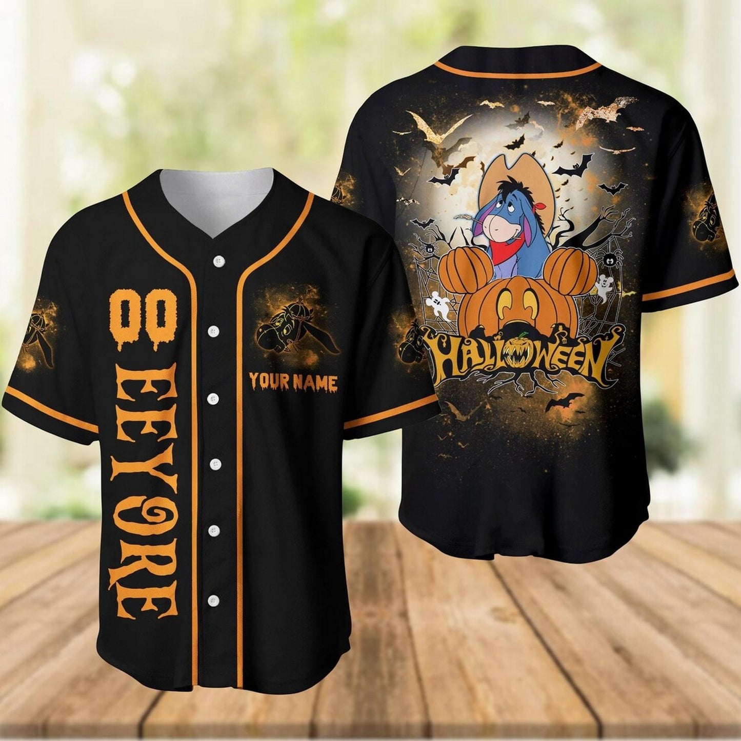Custom Name Eeyore Halloween Baseball Jersey