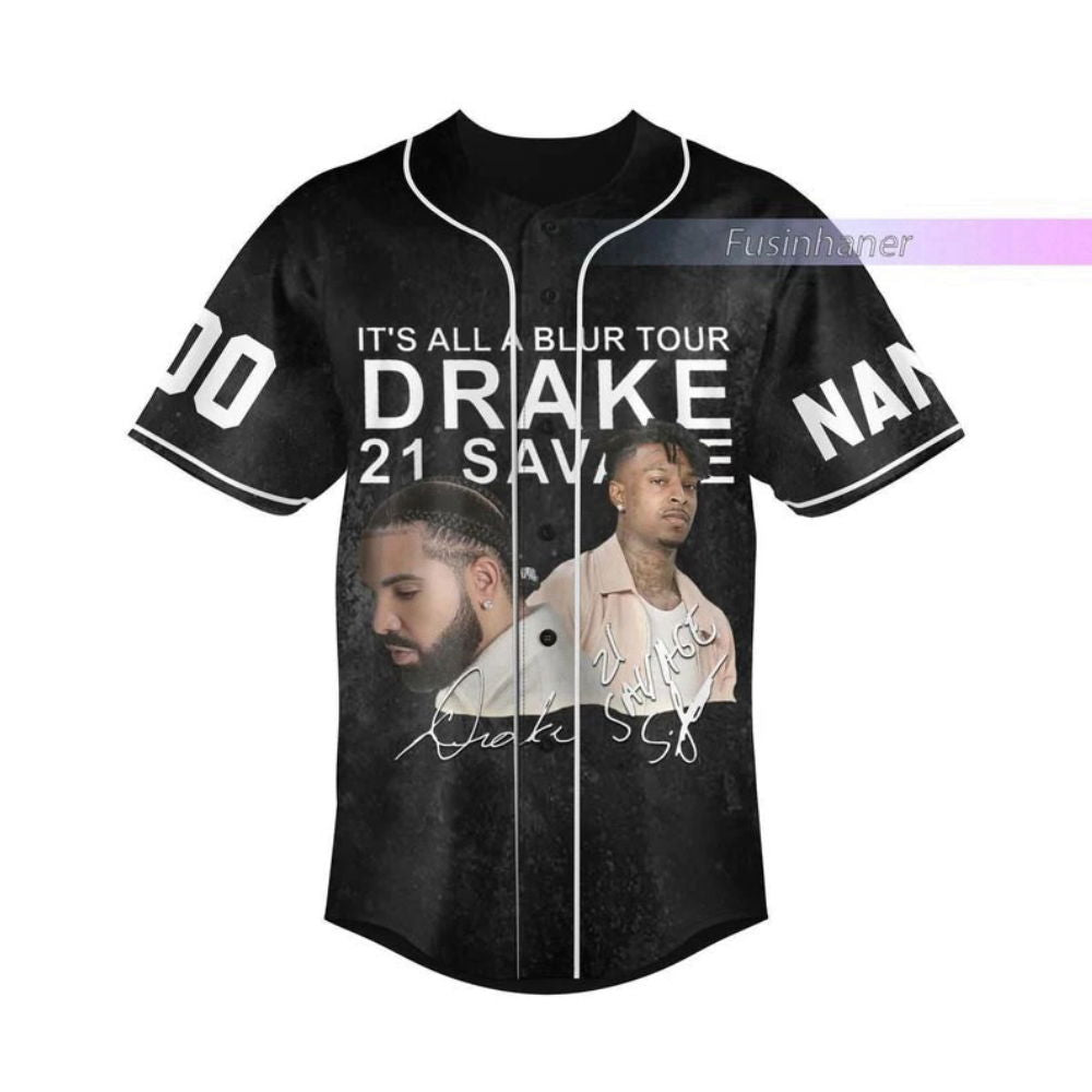 Drake 21 Savage Baseball Jersey All A Blur Tour Shirt 2023 Music Concert Merch - Aopprinter