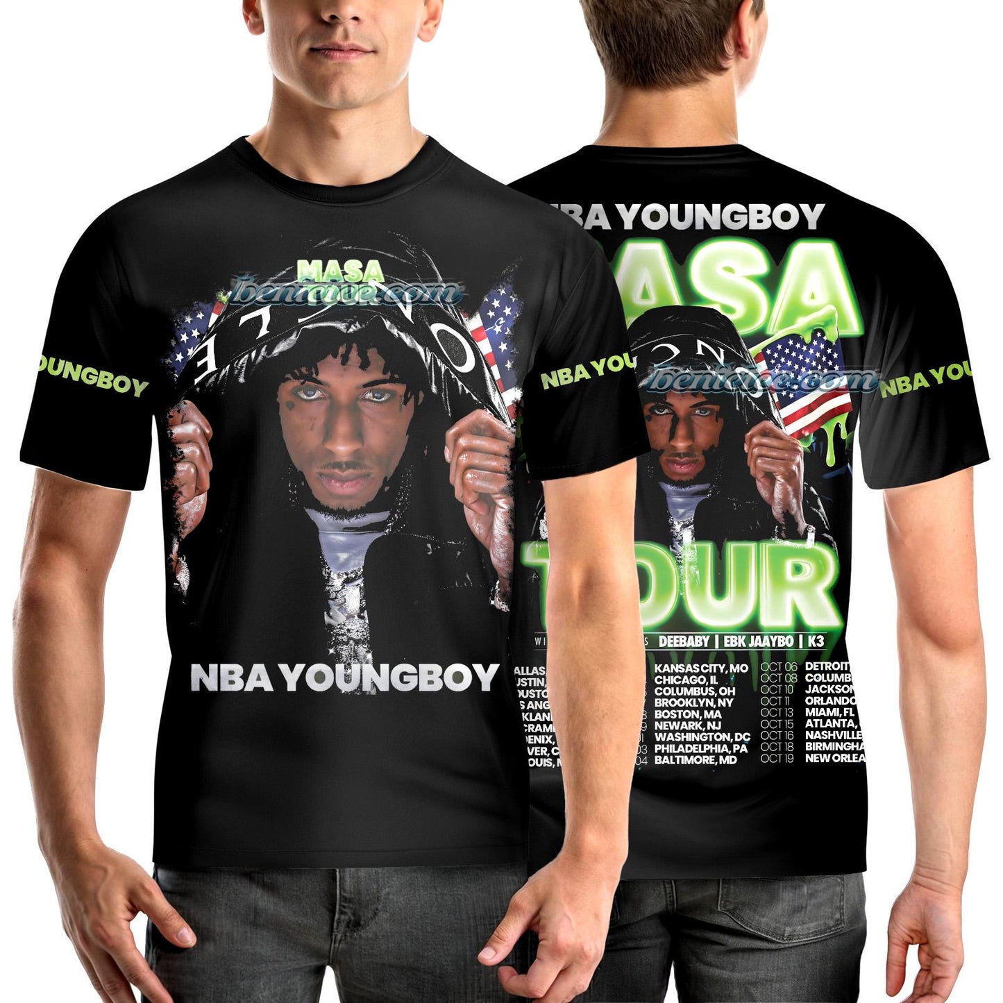 NBA Youngboy Masa Tour TShirt 3D